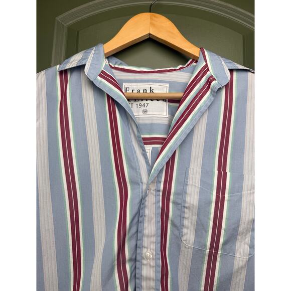 NEW Frank & Eileen SILVIO Untuckable Button-Up Blue Multi Stripe Shirt Womens XS - Picture 4 of 9